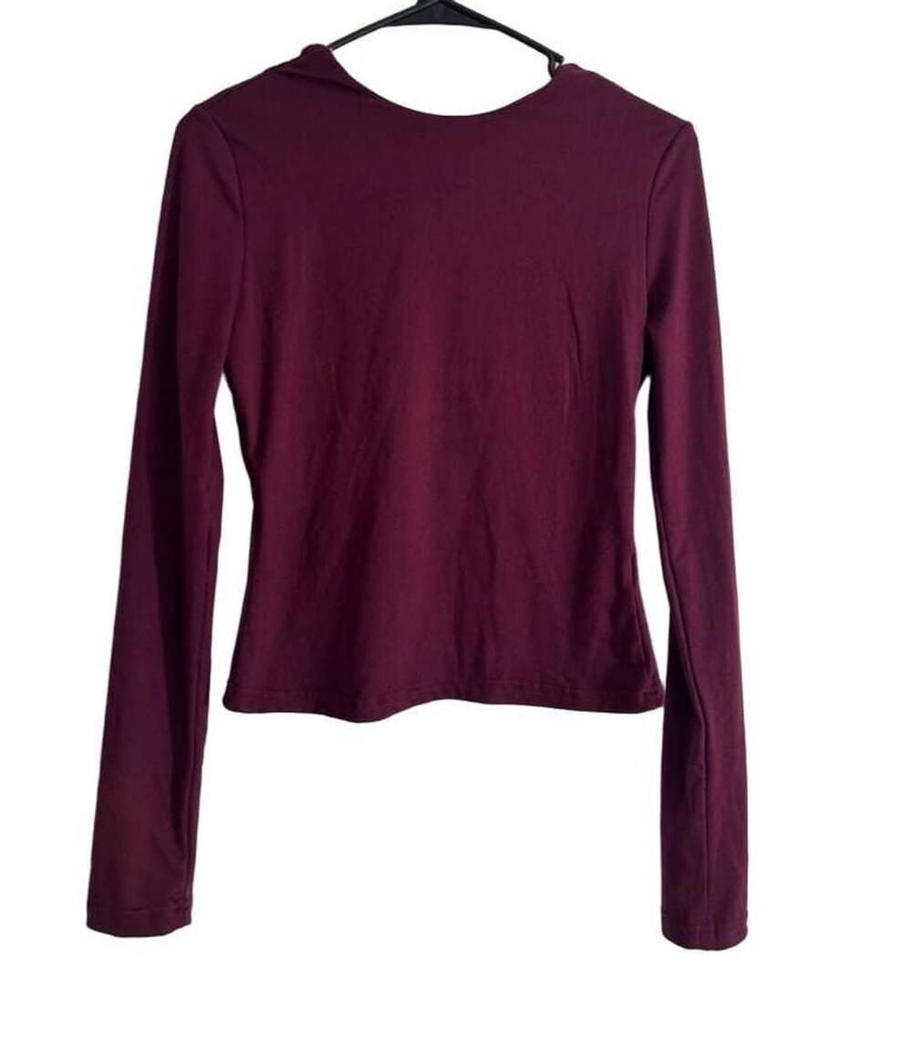 Burgundy Long Sleeve Open Back Top